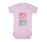 Jingle Bells Repeat Baby Grow Vest, 6-12 Months, Pastel Pink