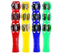 Jingle Bells Stick - Hand Tambourine Stick, 4 Pieces Portable Tambourine Sticks - Hand Jingle Bell, Latin American Percussion Musical Instrument, Educational Music Toy for Kids