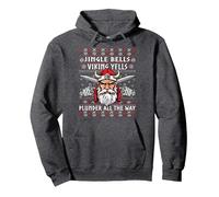 jingle bells viking yells plunder all the way viking xmas Pullover Hoodie, Adult Unisex, Dark Heather Grey, X-Large