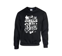 Jingle My Bells Jumper Funny Ugly Santa Hat Reindeer Xmas Tree Winter Festival Joke Meme New Year 2024 Party Wear Adult Unisex Sweatshirt Black