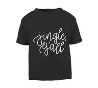 Jingle Y'all [XMAS22] Festive Quotes Short Sleeve Cotton Toddler t Shirt, 3-4 Years, Black