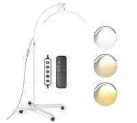JingleChoo Led Half Moon Light for Lashes - Adjustable Height & Brightness for Beauty, Tattoo, Artists, Nail Tech, Esthetician Light - Rotating Half Moon - with Phone Holder (36W, White)