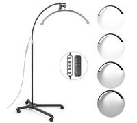 JingleChoo Led Half Moon Light for Lashes - Adjustable Height & Brightness for Beauty, Tattoo, Artists, Nail Tech, Esthetician Light - Rotating Half Moon - with Phone Holder (36W, Black)