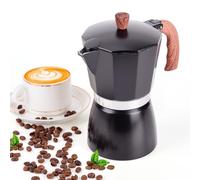 JingleChoo Moka Pot 300ml-6 Cups Espresso Maker, Italian Stovetop Coffee Makers Percolator, Aluminum, Easy To Use & Clean, Camping Home Use | Black | for Mocha Cappuccinos, Lattes