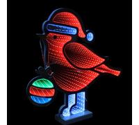 Jingles 40cm Festive Bird LED Infinity Light with Wooden Base Christmas Decoration
