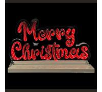 Jingles 60cm Merry Christmas LED Infinity Light with Wooden Base Christmas Decoration