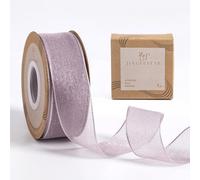 JINGLESTAR 1 Inch Wide Sheer Chiffon Ribbon - Pearl Silk Woven Ribbon Suitable for Gift Wrapping, Wedding Decor, Home Decor, Girl Hair Accessories Handmade DIY (25 Yards/roll) (Purple)