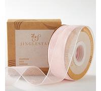 JINGLESTAR 1 Inch Wide Sheer Chiffon Ribbon - Pearl Silk Woven Ribbon Suitable for Gift Wrapping, Wedding Decor, Home Decor, Girl Hair Accessories Handmade DIY (25 Yards/roll) (Baby Pink)