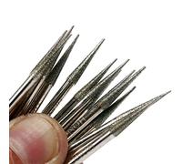 JINGLING 30Pcs 3.2mm Tapered Point Diamond Grinding Bit 1/8" Cone Rotary Burrs for Dremel