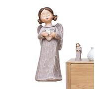 JINGLING Angel Resin Statues, Angel Figurines for Women - Angel Figurine with Flower Healing Statues - Friendship Memorial for Women, Praying Memorial Figure, Home Decoration, Healing Figure