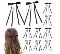 JINGLING Bow Clip for Women, Hair Bow Clips, Silky Ribbon Hair Clips 10 Pieces Bow Clips - Elegant Non-Slip Hair Bow, Long Satin Hair Accessories for