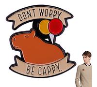JINGLING Capybara Pin, Don't Worry, Be Cappy Capybara Brooch Pin | Cute Lapel Badge Cartoon Animal Lapel Pin for Backpack Fabric Hats Funny Button Pins