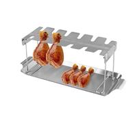 JINGLING Chicken Leg Rack for Grill and Smoker Oven - Stainless Steel Cooking Grate for Chicken Drumsticks and Smokers, Stainless Steel Grate Holder with Non-Stick Coating Dishwasher Safe for Oven BBQ