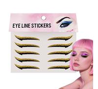 JINGLING Eye Liner Stickers, Self-Adhesive Permanent Makeup Patches, Portable Eyeshadow Sticker for Travel and Stage, Pack of 10 Waterproof Eyeliner Strips