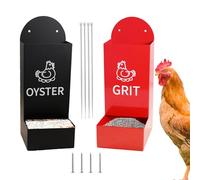JINGLING Granules Automatic Feeder for Chicken Coop - 2-Piece Chicken Grit Container | Semi-Closed Robust Leak-proof Feeder Accessories for Chickens Ducks Rabbits