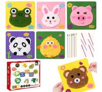 JINGLING Hole Needle Sets, Embroidery Set for Children, Embroidery Punch, Set of 6, Needle Craft, Educational Children, Easy Art Crafts Kit, Felt Painting, Embroidery Set for Beginners and Adults