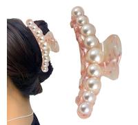 JINGLING Large Pearl Clips, Claw Clips with Beads, Hair Clips with Long Jaw Clips, Pearl Claw Clip, Long Jaw Clips, Hair Clips, Non-Slip Strong Hold for Styling