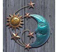 JINGLING Metal Sculpture Sun and Moon Wall Art Metal Wall Decoration Sun Moon Wall Decoration Outdoor Heavenly Art Ornaments Decor for Home Living Room Bedroom