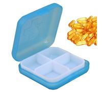 JINGLING Mini Square Pill Box, Square Pill Organizer,Daily Pill Box Organizer | Four Compartment Medicine Storage Box, Portable Container