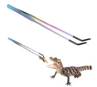 JINGLING Reptile Feeding Tongs | Straight & Curved Tweezers - Non-slip Silicone Tip for Lizards, Snakes, Spiders, Aquarium and Aquatic
