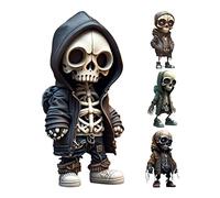 JINGLING Set of 4 Skeleton Figures, Gothic Decoration, Resin Skeleton Sculpture, Resin Crafts, Cute Statue, Skeleton Monument, Skull Statue, Decoration, for Friends, 13.5 cm