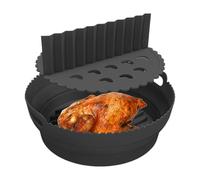 JINGLING Silicone Hot Air Fryer | 21.5cm Round Inserts | With Partitions Safe Round Hot Air Fryer Silicone Basket | For Home, Kitchen, Student Residence, Apartment, Kitchen Equipment,