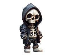 JINGLING Skeleton Figures Gothic Decoration, Resin Skeleton Sculpture Resin Craft Cute Statue Skeleton Monument, Exquisite Skull Statue Decoration for Friends, 13.5 cm