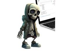 JINGLING Skeleton Figures Gothic Decoration, Resin Skeleton Sculpture Resin Craft Cute Statue Skeleton Monument, Exquisite Skull Statue Decoration for Friends, 13.5 cm