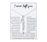 JINGMARUO Sympathy Gifts Angel Wings Necklace I Never Left You Memorial Bereavement Keepsake for Loss of Loved One, Standard, Metal, No Gemstone