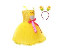 Jingmiger Easter Dress for Girls, Easter Dress for Toddlers | Yellow Dress for Girls, Easter Dresses for Girls with Headband, Cute Easter Dress for Girls Aged 2-12 Years