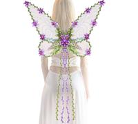 Jingmiger Fairy Wings for Butterfly Wings with Flowers and Leaves in 3D - Creative Costume Accessories for Girls Parties Halloween, purple, Se référer au descriptif