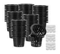 Jingmiger Net Pots for Hydroponics - Hydroponics Culture Pots, Pack of 50 Plant Baskets for Growing Strawberries, Orchids, Tomatoes, Salad and Vegetables for Year-Round Cultivation, Indoor Garden and