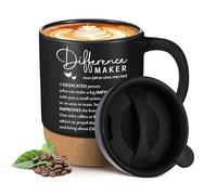 Jingmore 1 Pcs Difference Maker Personalized Ceramic Thank You Cup, Employee Appreciation Work Coffee Mug 13.5 oz, Inspirational Gift for Christmas Graduation Mother's Day Coworker (Black)