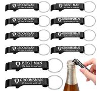 Jingmore 10 Pcs Groomsmen Bottle Opener Keychain Groomsmen Proposal Gift Aluminum Wine Beer Opener Wedding Favors Bulks Include 9 Groomsman and 1 Best Man Gift for Wedding Bachelor Party