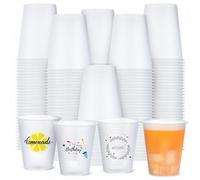 Jingmore 100 Pcs 12 oz Clear Frosted Plastic Cups Bulk Blank Plastic Drinking Frosted Cups Disposable Party Tumblers for Wedding Painting Stadium Events Marketing (White)