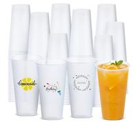 Jingmore 100 Pcs 20 oz Clear Frosted Plastic Cups Bulk Blank Plastic Drinking Frosted Cups Disposable Party Tumblers for Wedding Painting Stadium Events Marketing (White)