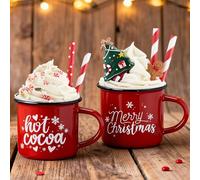 Jingmore 2 Pack Christmas Tiered Tray Decor with Faux Whipped Cream Gingerbread Mugs Toppers Christmas Tree Hot Cocoa Gingerbread Man Decoration for Xmas Bar Centerpieces Ceramic Mini Coffee Mug
