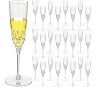 Jingmore 24 Pcs 12 Pcs Detachable Plastic Champagne Glasses Flutes Bulk with Stem 3.7 oz Clear Disposable Champagne Flutes Toasting Glasses Cups for Wedding Birthday Party