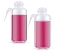 Jingmore 2pcs Plastic Communion Cup Filler, Communion Cup Filler/Dispenser No Drip Dispenser with Side Straw, Wine Juice Container, Squeeze Bottles for Ceremony Supplies, 17 oz