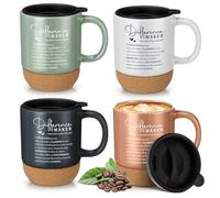 Jingmore 4 Pcs Employee Appreciation Gift Thank You Coffee Mug 13.5oz Ceramic Difference Maker Coffee Cups with Lid Cork Bottom for Coworker Social Worker Volunteer Nurse Teacher Grad (Solid Color)