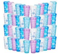 Jingmore 48 Pcs Winter Coffee Cup Gifts Bulk 16 oz Reusable Christmas Coffee Plastic Tumblers with Lid Thank You Travel Mug Coworkers Gifts for Holiday Party Supplies Hot Cold Drinks (Snowflake Style)