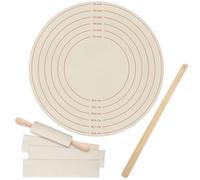Jingmore 5 Pcs Traditional Norwegian Lefse Making Kit,20 Inch Pastry Cloth and 3 Pcs 11 x 2.5 Inch Rolling Pin Cover 24 Inch Thanksgiving Wood Turning Stick for Baking(Not Included Board)