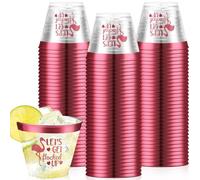 Jingmore 50 Pcs 9 oz Disposable Flamingo Cups Pink Clear Plastic Flamingo Drinking Cups Let's Get Flocked up Wine Bridal Shower Wedding Tumblers Hawaiian Luau Party Supplies