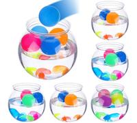 Jingmore 6 Set 30 oz Table Tennis Fish Bowl Carnival Game Favors with Bounce Round Bowls Multicolor Balls Gold Plastic Fish for Adults Carnival Game Party Activity Prizes