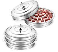 Jingmore Communion 2 Trays with Lid Christmas Holy Wine Serving Trays House up 80 Cups Stacking Stainless Steel Churches Ware Wine Bread Christmas Party Supplies(Silver)