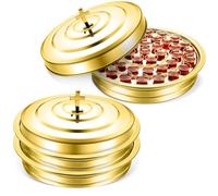 Jingmore Communion 2 Trays with Lid Christmas Holy Wine Serving Trays House up 80 Cups Stacking Stainless Steel Churches Ware Wine Bread Christmas Party Supplies (Gold)