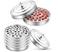 Jingmore Communion Tray - 5 Layers Holy Wine Serving Trays & 1 Pcs Cover Lid, Silver Stainless Steel Stackable Communion Ware Cup Plates for Church