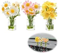 JINGMU 3 Pcs Mini Daisy Car Decor Set for Mitsubishi Eclipse Cross 2021-, Car Decorative Flowers, Funny Car Dash Decorations, Tiny Glass Flowers in Vase, Mini Glass Flowers