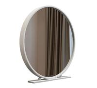 JingNian Freestanding Dressing Table Mirror Round, Bedroom Makeup Mirror with Sturdy Metal Base, Table Top Vanity Mirror for Bedroom, Bathroom, Shaving Mirror - Nordic Style(White,40cm)