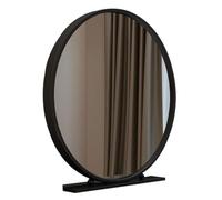 JingNian Freestanding Dressing Table Mirror Round, Bedroom Makeup Mirror with Sturdy Metal Base, Table Top Vanity Mirror for Bedroom, Bathroom, Shaving Mirror - Nordic Style(Black,50cm)